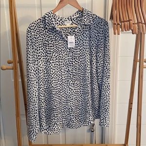 J.Crew animal print ivory/navy top large